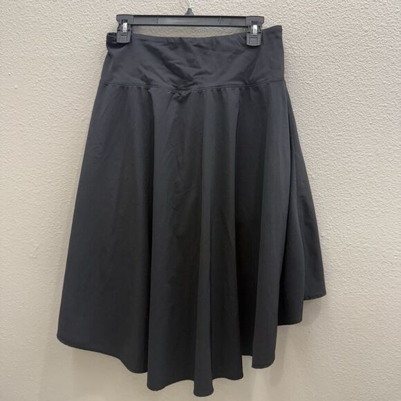 Womens Black Skirt Size Large Workout Festival Gym Walking Hi-LO Ruffle - Picture 2 of 5